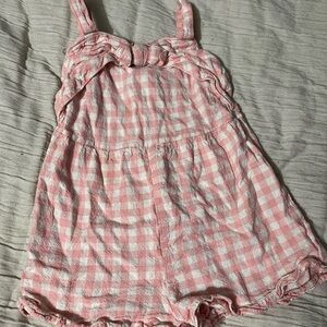 Pink Checkered Kids One Piece